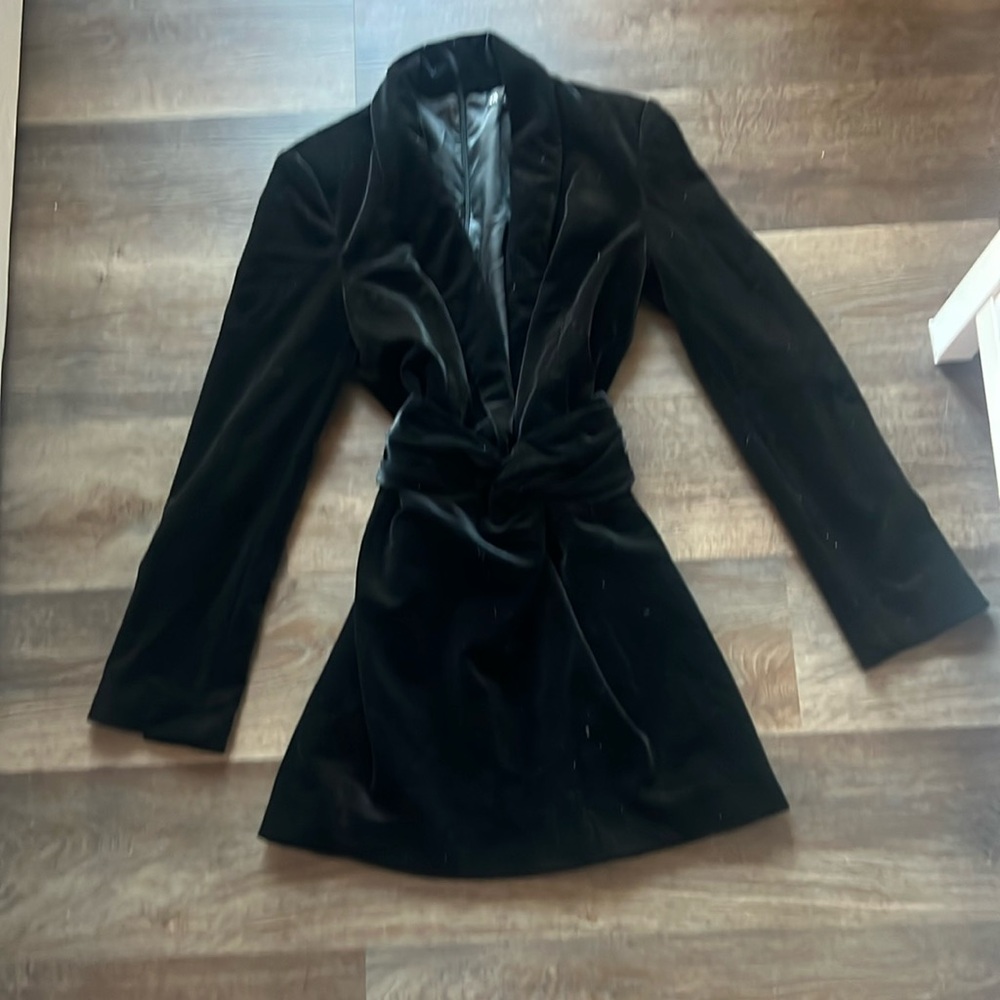 Zara black velvet blazer mini dress